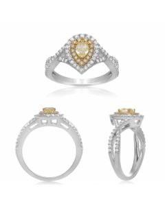 Pear Shape Fancy Yellow Diamond Ring