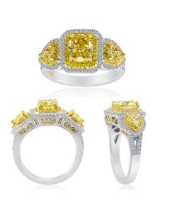 Radiant Fancy Yellow Diamond Ring