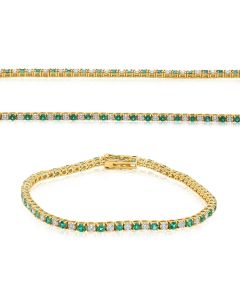 Yellow Gold Emerald and Diamond Bracelet