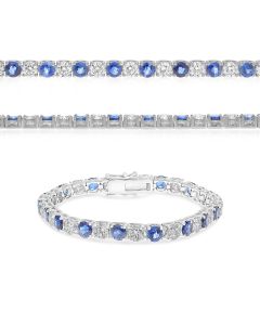 Round Sapphire and Diamond Bracelet