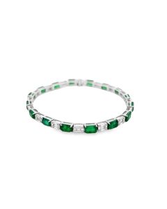 Emerald Cut Emerald and Diamond Bracelet