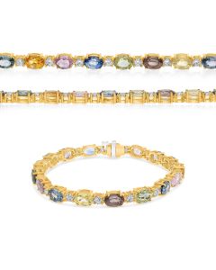 Yellow Gold Oval Multi Sapphire Bracelet 