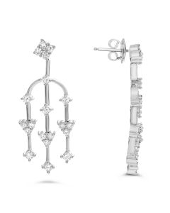 18K White Gold Diamond Chandelier Dangle Earrings
