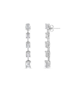 5 Emerald Cut Diamond Drop Earrings