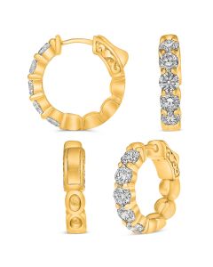 Yellow Gold Diamond Hoops