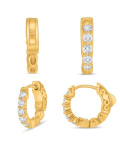 Yellow Gold Diamond Hoop Earrings 