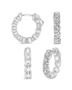 5 Stone Round Diamond Hoop Earrings