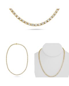 Yellow Gold Emerald Cut Diamond Necklace