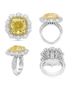 Cushion Cut Yellow Diamond Set
