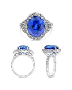 9.52ct Oval Sapphire Three Stone Ring 