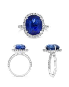 8.47 ct Diamond Halo Sapphire Ring 
