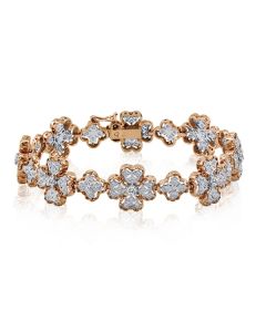 White & Rose Gold Diamond Clover Bracelet
