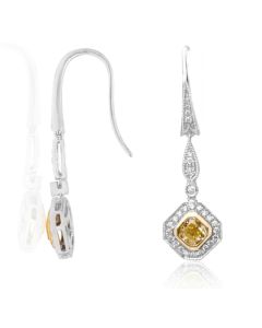 Radiant Fancy Yellow Diamond Earring