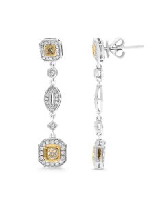Radiant Fancy Yellow Diamond Earring