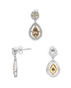 Pear Shape Champagne Diamond Earring