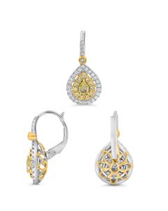 Pear Shape Fancy Yellow Diamond Earring