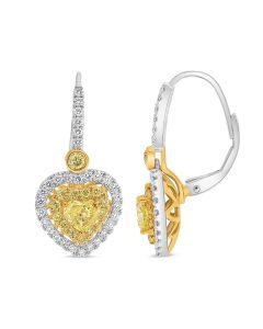 Yellow Diamond Heart Drop Earrings 