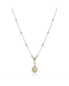 Pear Shape Fancy Yellow Diamond Necklace