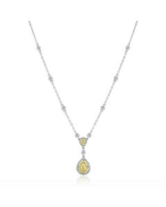 Pear Shape Fancy Yellow Diamond Necklace