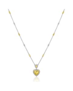 Heart Shape Fancy Yellow Diamond Necklace