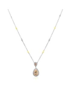 Pear Shape Champagne Diamond Necklace