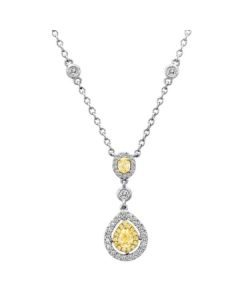 Pear Shape Fancy Yellow Diamond Necklace