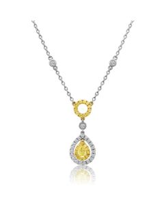 Pear Shape Fancy Yellow Diamond Necklace