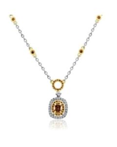 Cushion Champagne Diamond Necklace