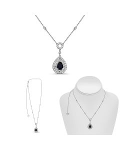 Pear-shaped Sapphire & Diamond Necklace