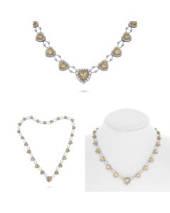 Floating Heart Yellow Diamond Necklace