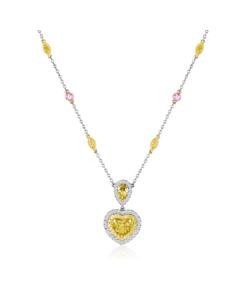 Heart Shape Fancy Yellow Diamond Necklace