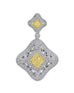 Princess Cut Fancy Yellow Diamond Pendant