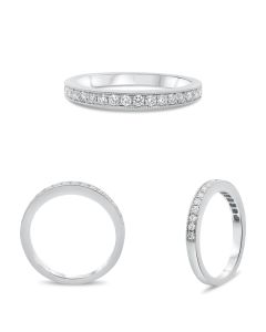 White Gold Milgrain Half Pave Band