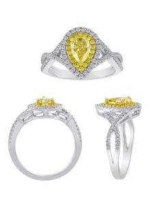 Pear Shape Fancy Yellow Diamond Ring