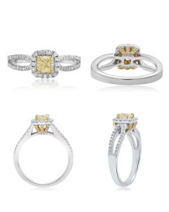 Cushion Fancy Yellow Diamond Ring