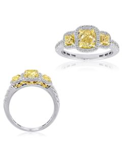 Cushion Fancy Yellow Diamond Ring