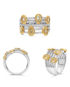 Mixed Shape Fancy Yellow Diamond Ring