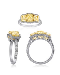 Cushion Fancy Yellow Diamond Ring
