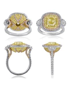 Cushion Fancy Yellow Diamond Ring