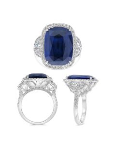 13.31ct Diamond Halo Sapphire Ring
