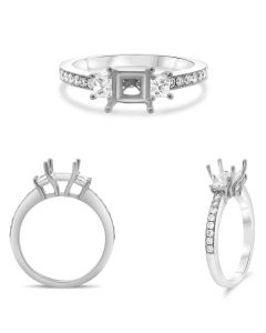 Three Stone Princess Cut Engagement Setting