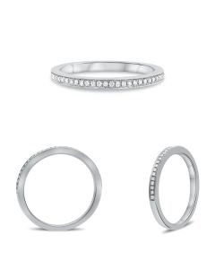 Half Pave White Diamond Wedding Band