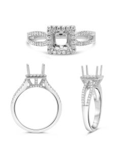 White Gold Square Halo Engagement Setting