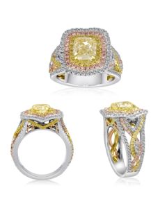 Cushion Fancy Yellow Diamond Ring