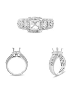 Wide White Gold Engagement Ring Setting