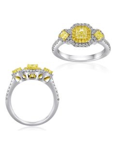 Radiant Fancy Yellow Diamond Ring