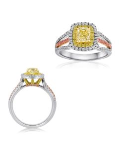 Cushion Fancy Yellow Diamond Ring