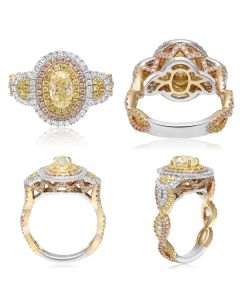 Triple Halo Oval Diamond Ring