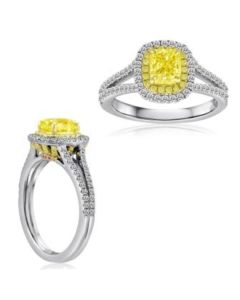 Cushion Fancy Yellow Diamond Ring