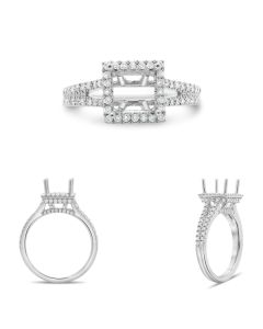 Square White Gold Halo Engagement Setting